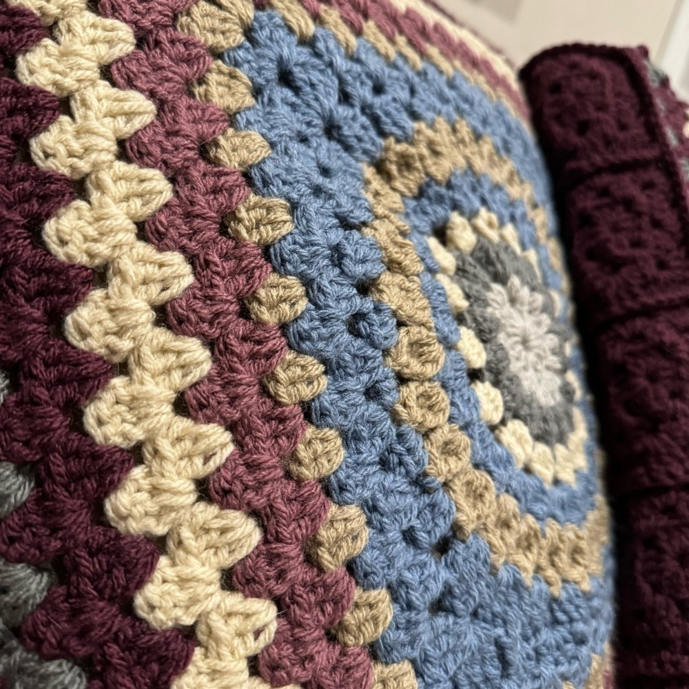 Crochet Covered Decorative Large Square Pillows - Picture 8 of 11